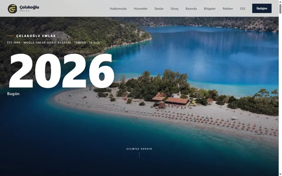 Çolakoğlu Emlak web sitesi ana sayfası